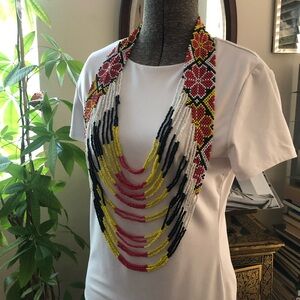 Philippine jewelry tribal T'Boli inspired statement necklace multicolored bead